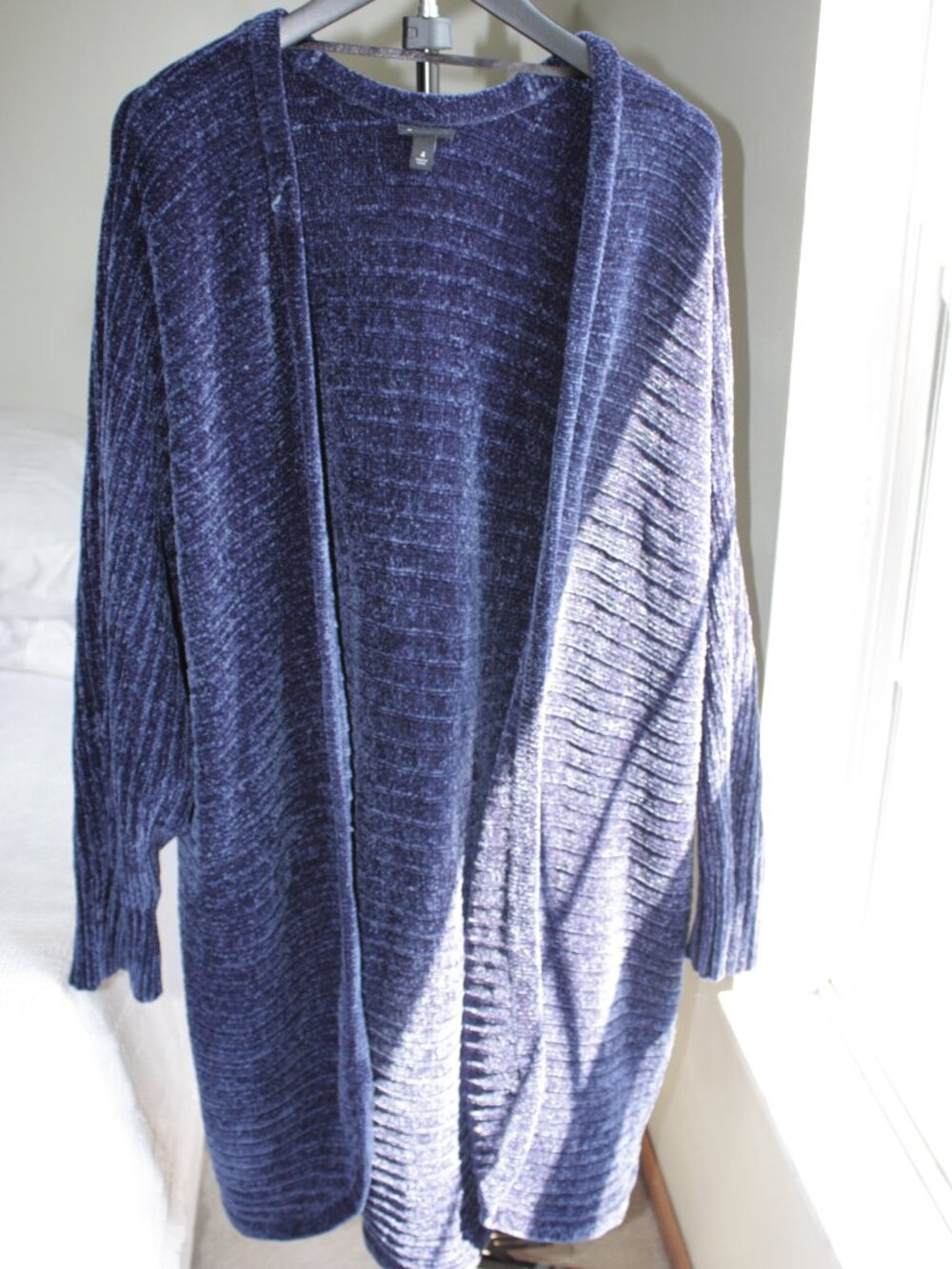Torrid Navy Blue Chenille Ribbed Open Front Longline Duster Cardigan Sweater 4